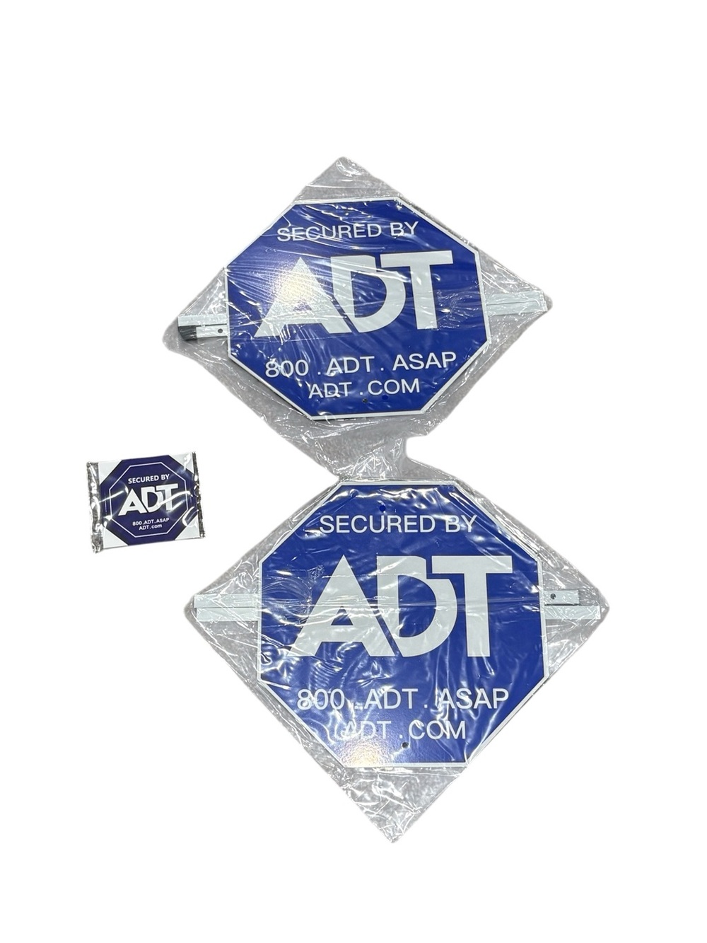 2 Security Signs 28" ADT Yard Sign Aluminum W/Stake 10 Window Stickers 3 1/2”